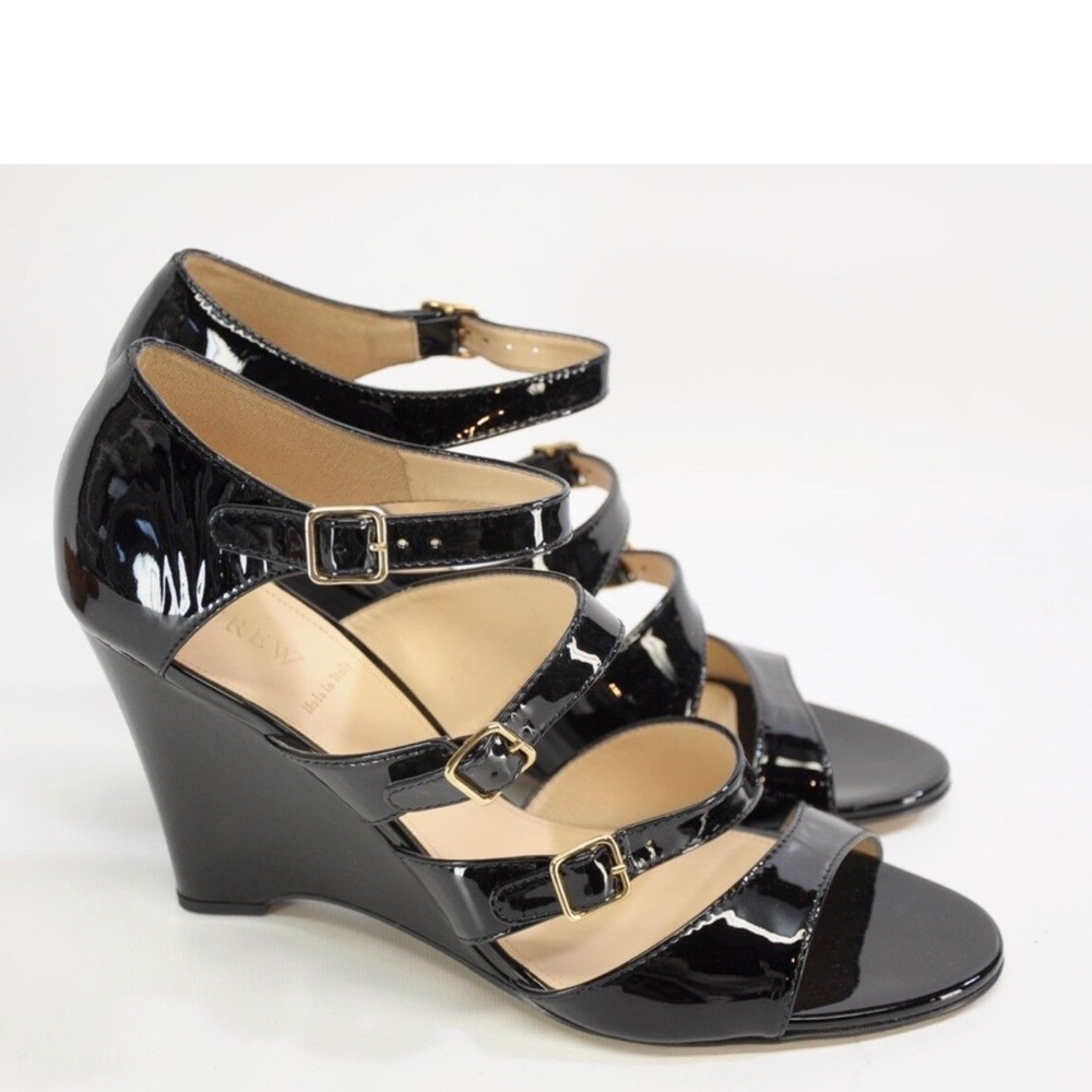 Jcrew black patent leather wedge heel